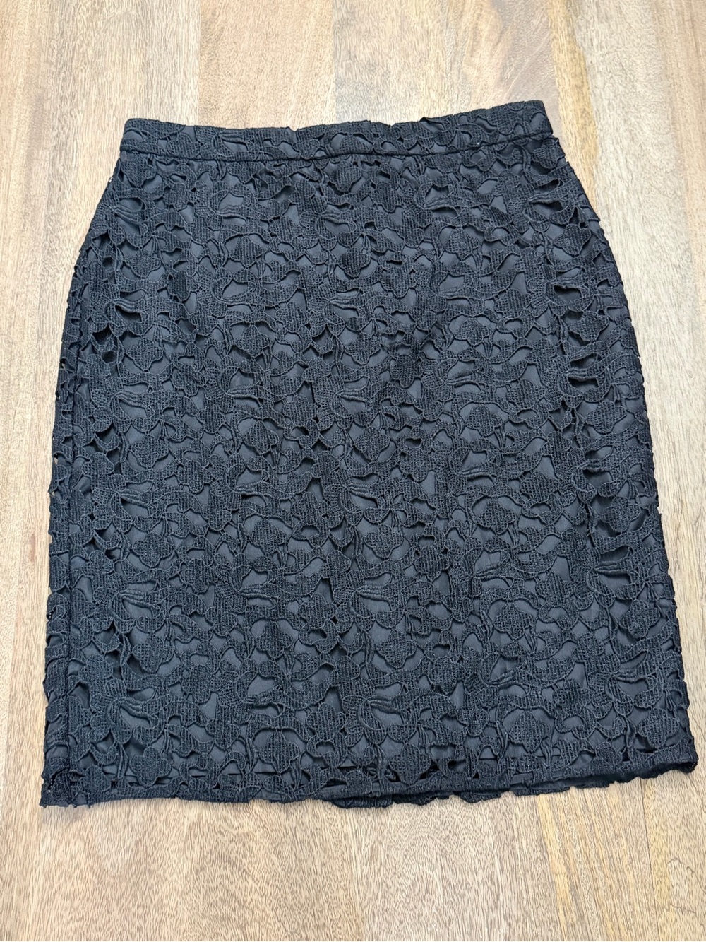 J. Crew Black Lace-Overlay Pencil Skirt